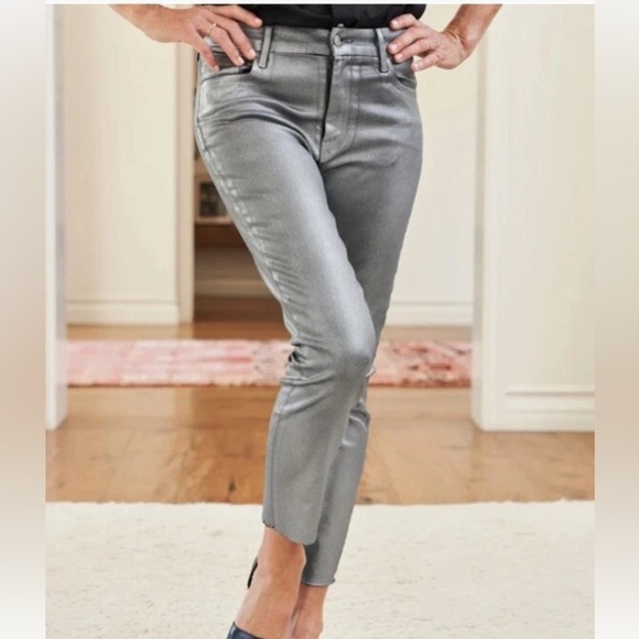 Frank & Eileen Denim - Frank And Eileen Sligo Skinny Jeans Womens 28 Metallic Silver Stretch Saw Hem